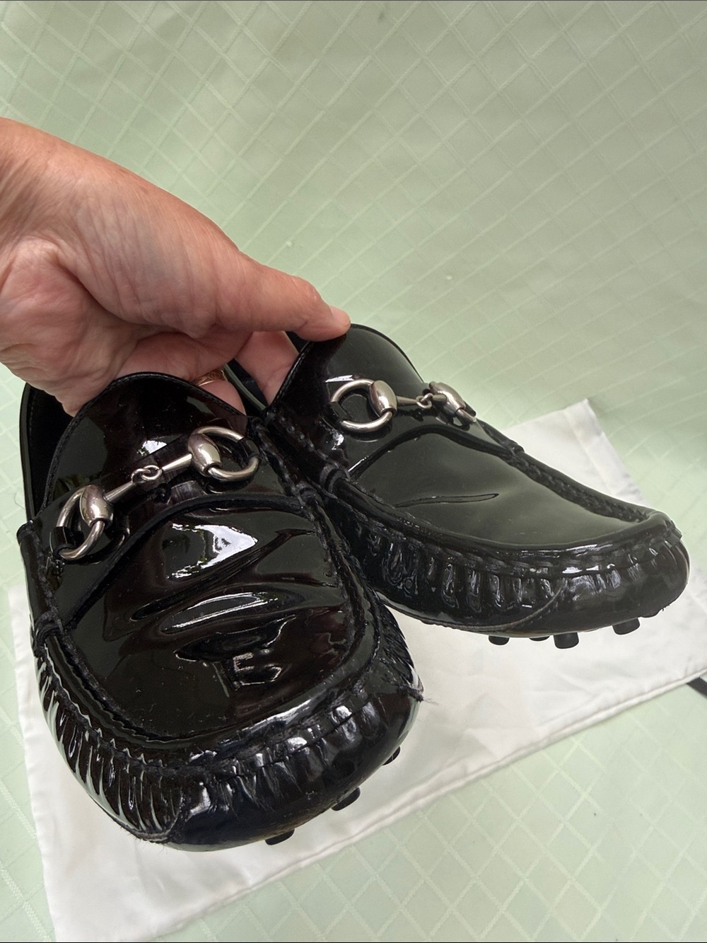 Gucci Black Patent Leather Horsebit Driving Loafers in The Dust Bag - Picture 4 of 10
